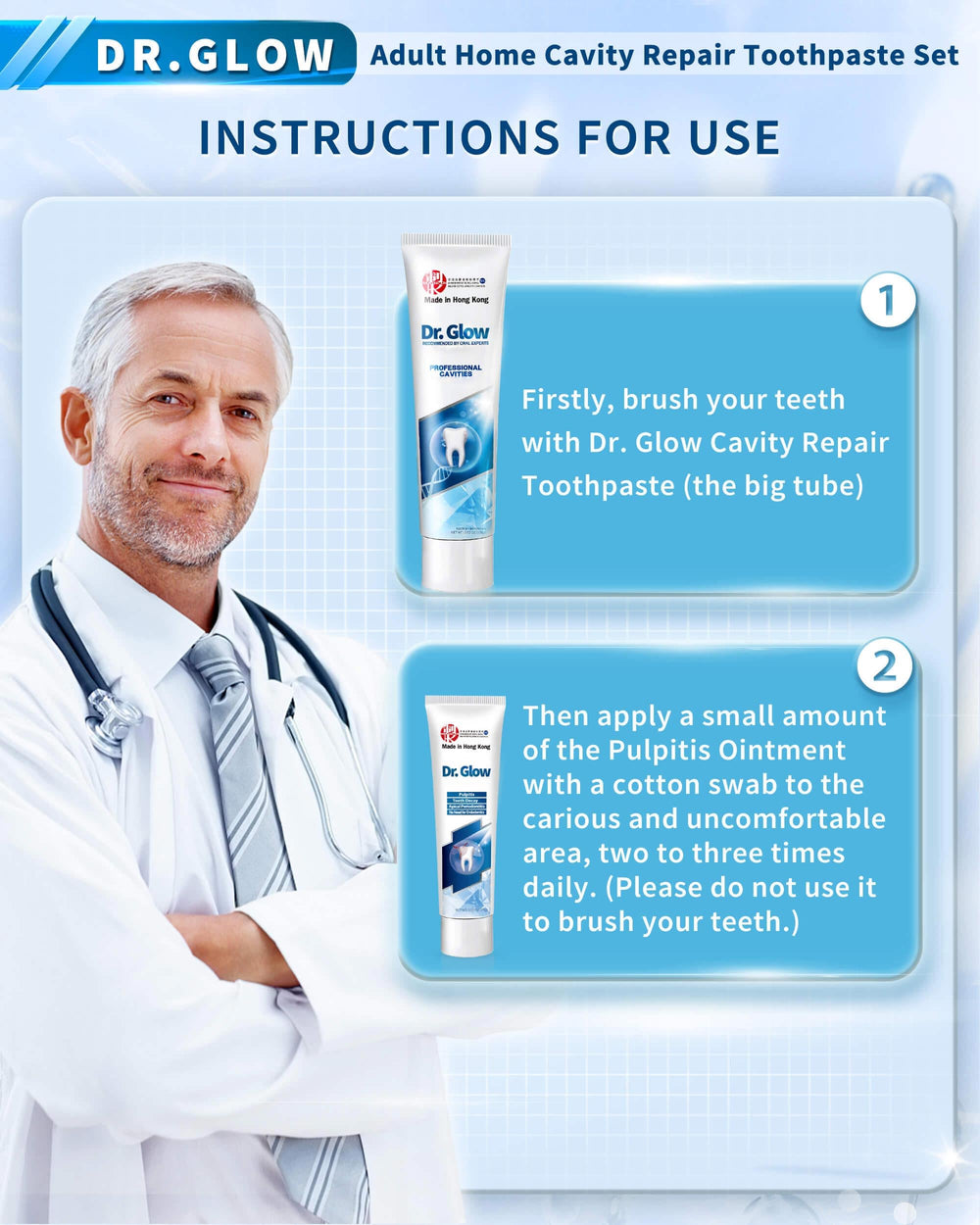 Close-up of the gel texture of Dr. Glow Oral Care Cream