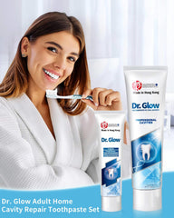 User applying Dr. Glow Oral Care Cream for daily oral care
