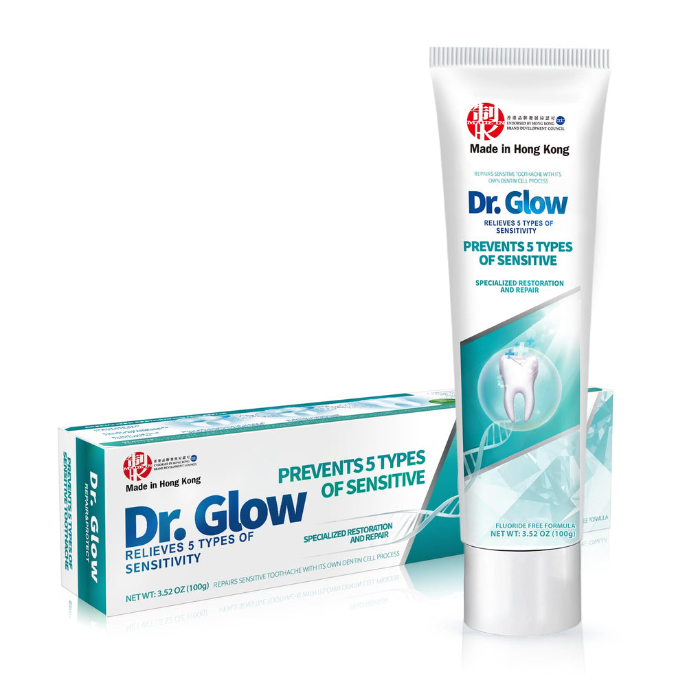 Dr. Glow Sensitive Toothpaste packaging with mint flavor
