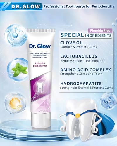 Close-up of Dr. Glow Gum Repair toothpaste tube