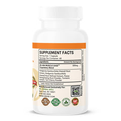 Muscle Ease capsules arranged beside bottle