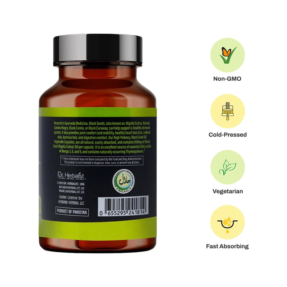 Vegan-friendly Black Seed Oil capsules visual