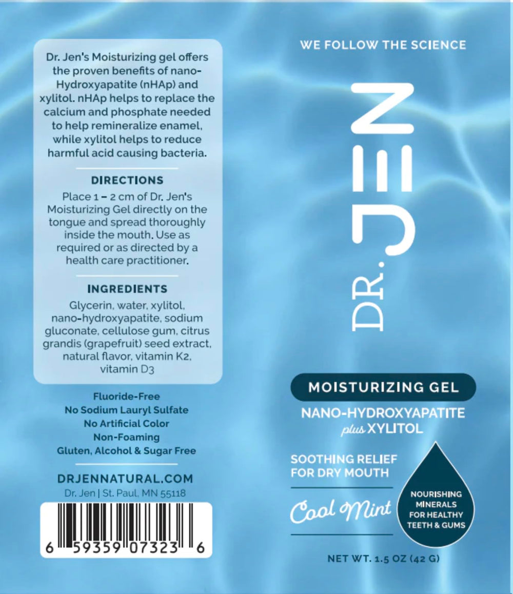 Usage image: Apply 1-2 cm of Dr Jen’s Moisturizing Gel on the tongue