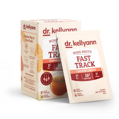 Box front of Dr. Kellyann Fast Track Bone Broth Packets