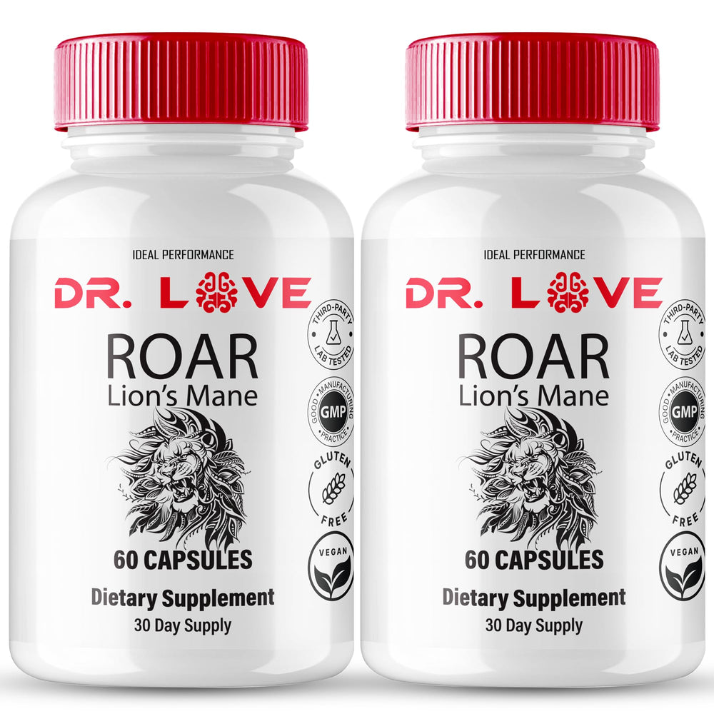 Bottle of Dr. Love Roar Lion’s Mane capsules