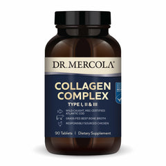 Dr. Mercola Collagen Complex bottle and tablets for skin and connective tissue support