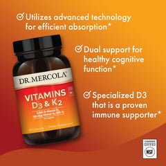 Pouring Dr. Mercola D3 K2 bottle demonstrates easy one-capsule daily regimen