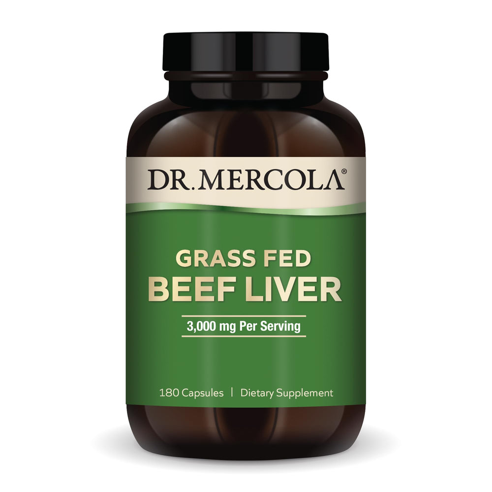Dr. Mercola Grass-Fed Beef Liver bottle label