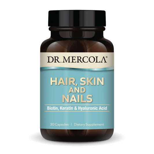 Dr. Mercola Hair, Skin & Nails bottle label