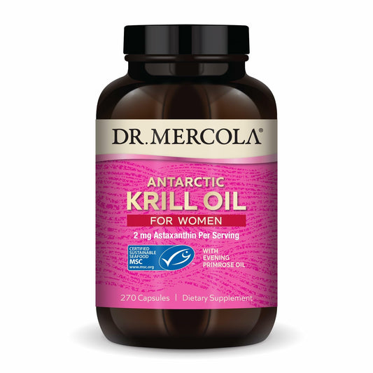 Dr. Mercola Krill Oil for Women bottle on white background