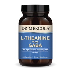 Front hero image of Dr. Mercola L-Theanine Plus GABA bottle, 60 capsules