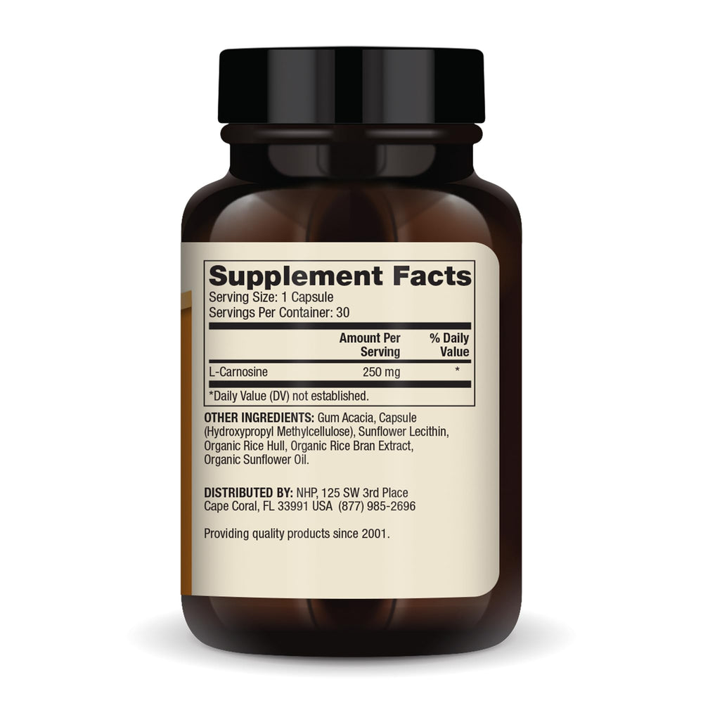 Close-up of a 250 mg liposomal carnosine capsule
