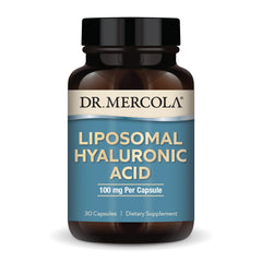 Dr. Mercola Liposomal Hyaluronic Acid bottle with 30 servings and 100 mg per capsule