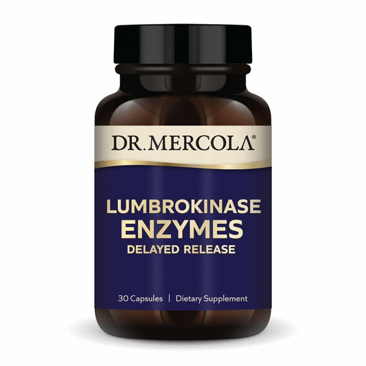 Bottle of Dr. Mercola Lumbrokinase Enzymes with label