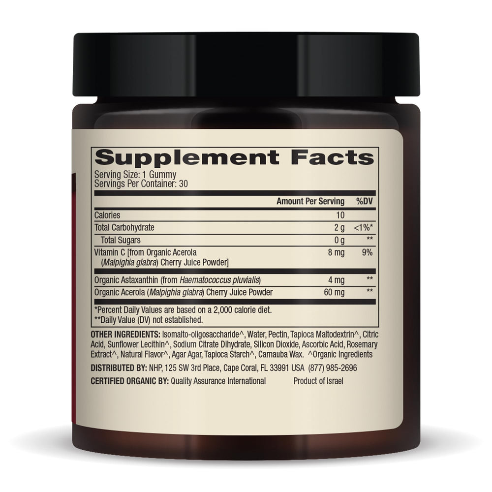 Back nutrition panel of Dr. Mercola Astaxanthin Gummies