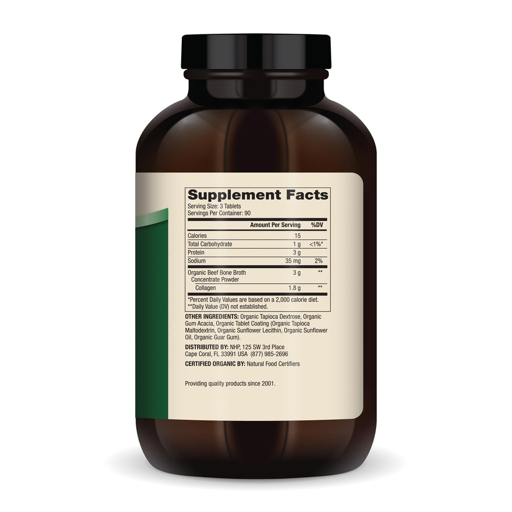 Ingredients label showing organic beef bone broth concentrate