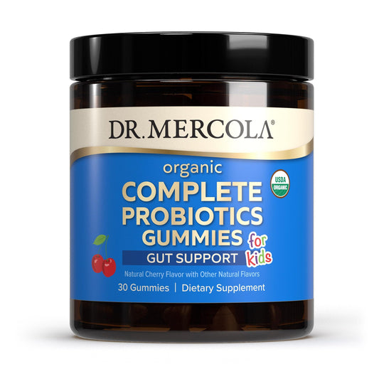 Dr. Mercola Organic Complete Probiotics Gummies for Kids bottle with 30 servings