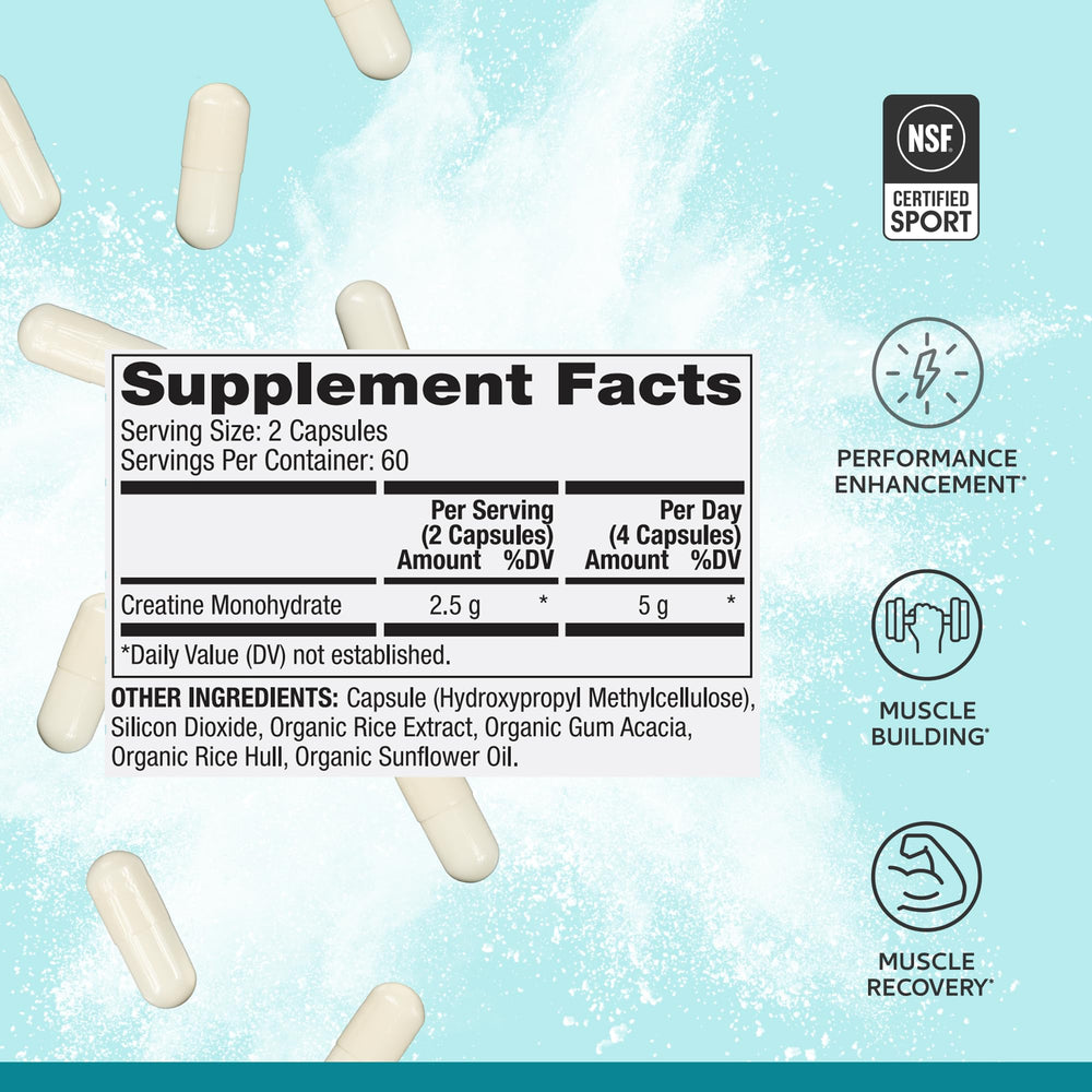 NSF Certified for Sport badge on Creatine Monohydrate label