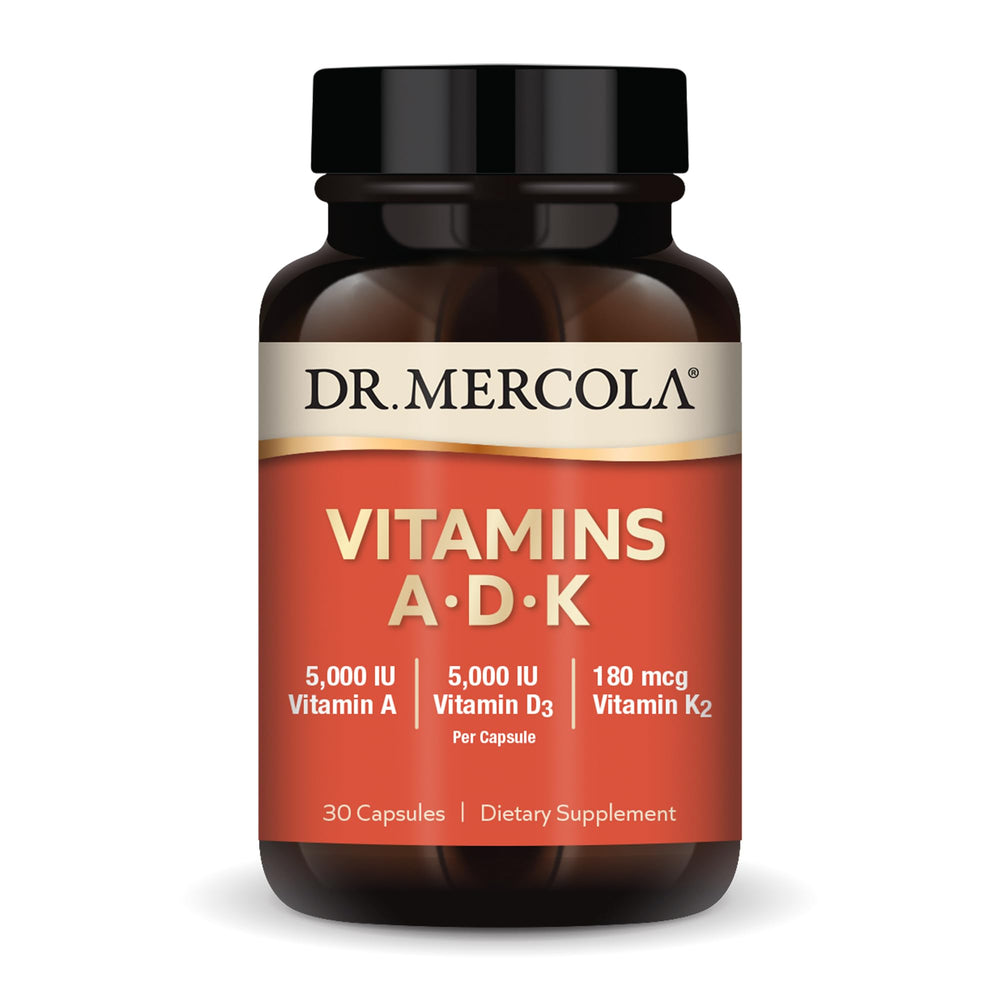 Bottle of Dr. Mercola Vitamins ADK with packaging