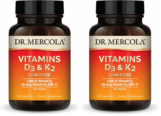 Dr. Mercola Vitamins D3 & K2 Low Dose bottle and packaging