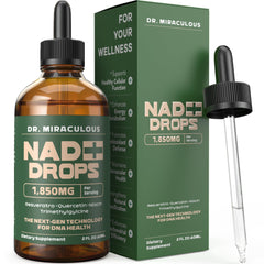 Dr. Miraculous NAD+ Liquid Drops bottle front — Lemon flavor, 1850mg