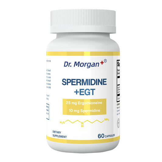 Dr. Morgan Spermidine & Ergothioneine supplement bottle label