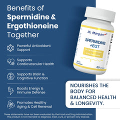 Front view of Spermidine & Ergothioneine 60 capsules bottle