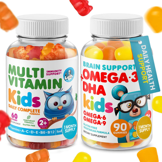 Front view of DR. MORITZ Omega-3 Gummies & Kids Multivitamins Bundle box