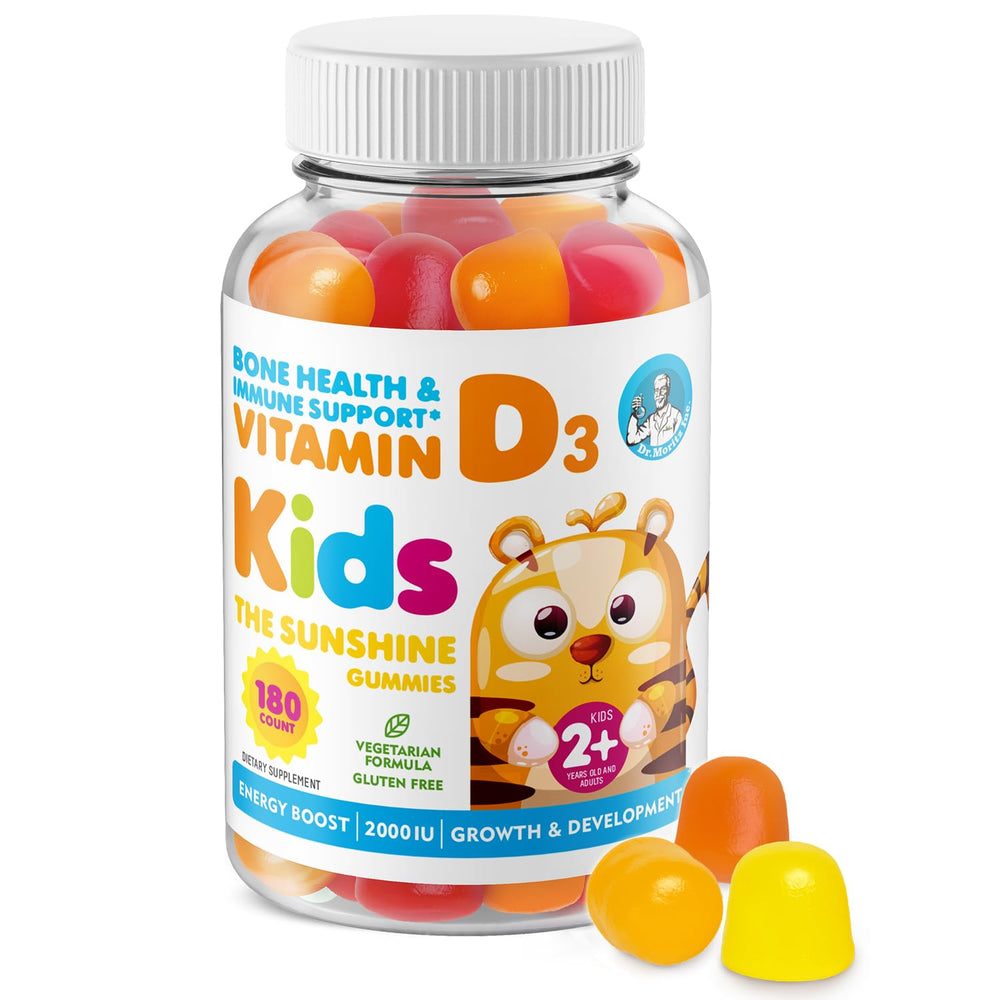 DR. MORITZ Vitamin D gummies bottle with multi-flavor chews for daily immune support.