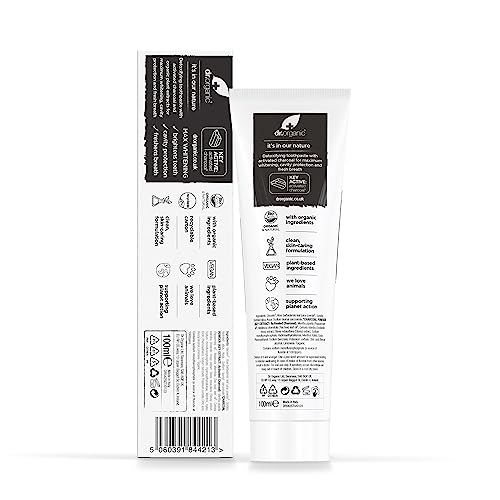 Front packaging of Dr Organic Charcoal Toothpaste 100ml