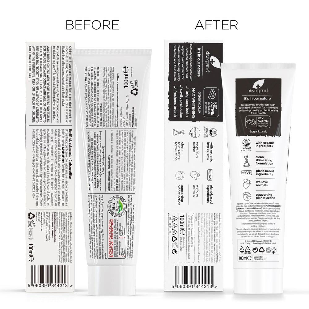 Packaging showing 100ml size and Dr Organic branding