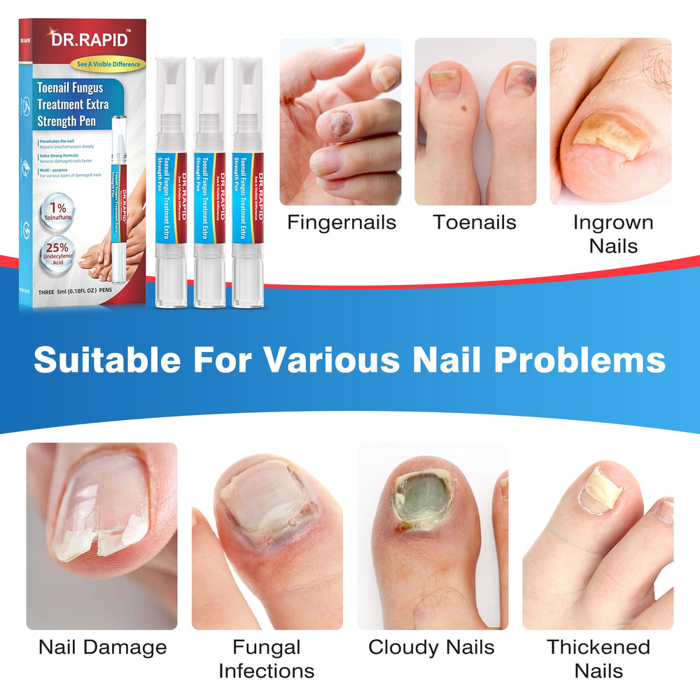 DR.RAPID toenail fungi pen compact design fits in travel kit.