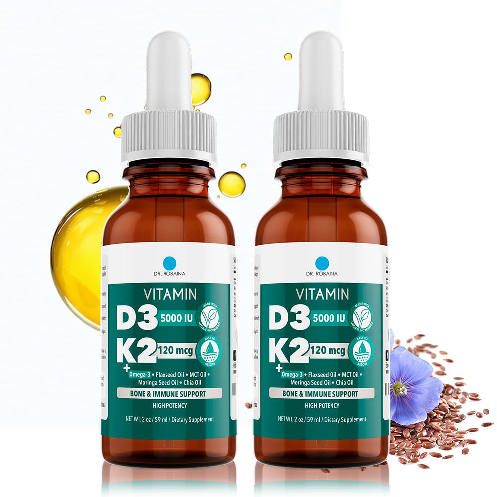 Dr. Robaina D3 + K2 Drops bottle on white background
