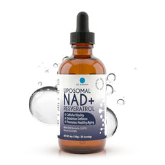 Dr. Robaina NAD⁺ Liposomal Liquid Drops bottle with amber glass dropper (Berry flavor)