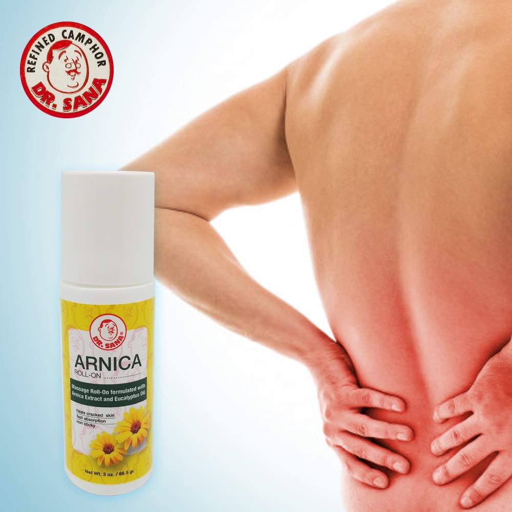 Packaging and usage of Dr Sana Arnica Roll-On 3oz