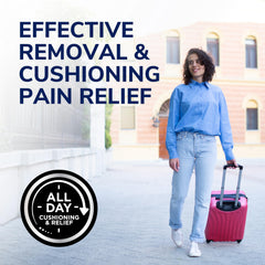 Dr. Scholl's Clear Away multi-day coverage patch on skin during daily activities