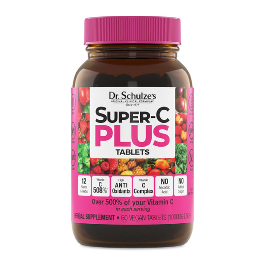 Front view of Dr. Schulze's Super-C Plus bottle