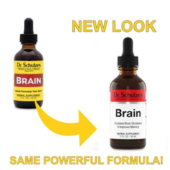 Brain Formula 2 oz bottle with label close-up