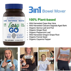 Close-up of Dr. Schulze's Easy Go Bowel Mover capsules highlighting plant-based ingredients
