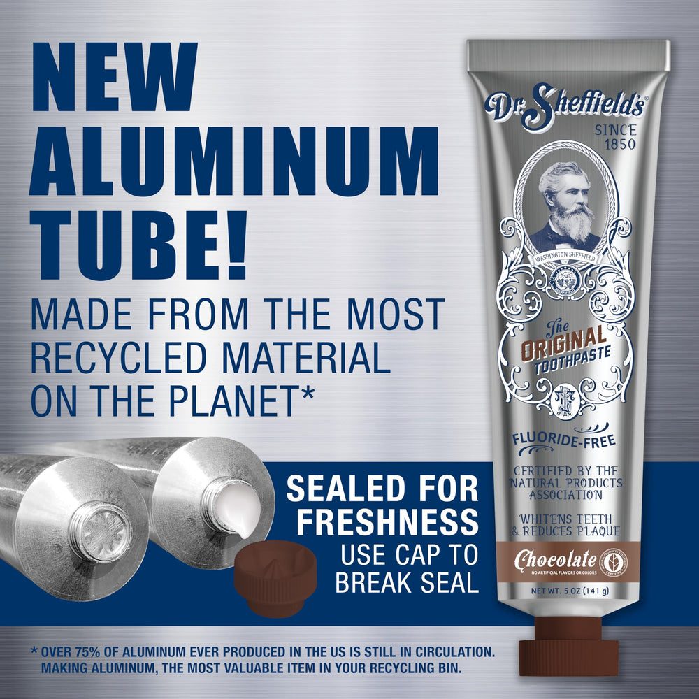 Close-up of chocolate-flavored toothpaste tube