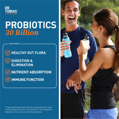 Dr. Tobias Probiotics capsules representing 30 servings