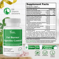 Close-up of DR VITAMIN SOLUTIONS Fat Burner label
