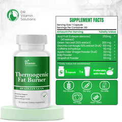 Product label showing thermogenic fat burner for women and men