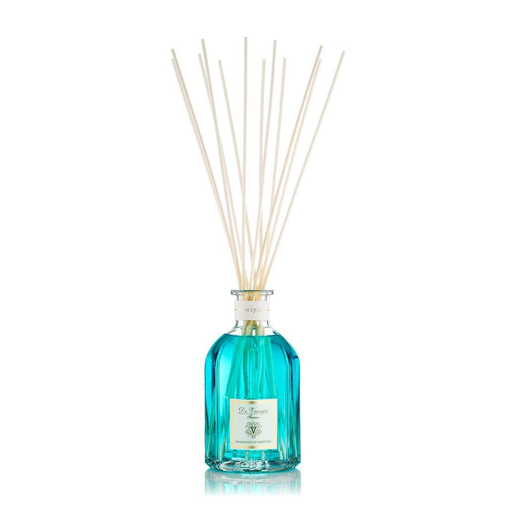 Dr. Vranjes Acqua Crystal diffuser on table evokes spa-like calm.