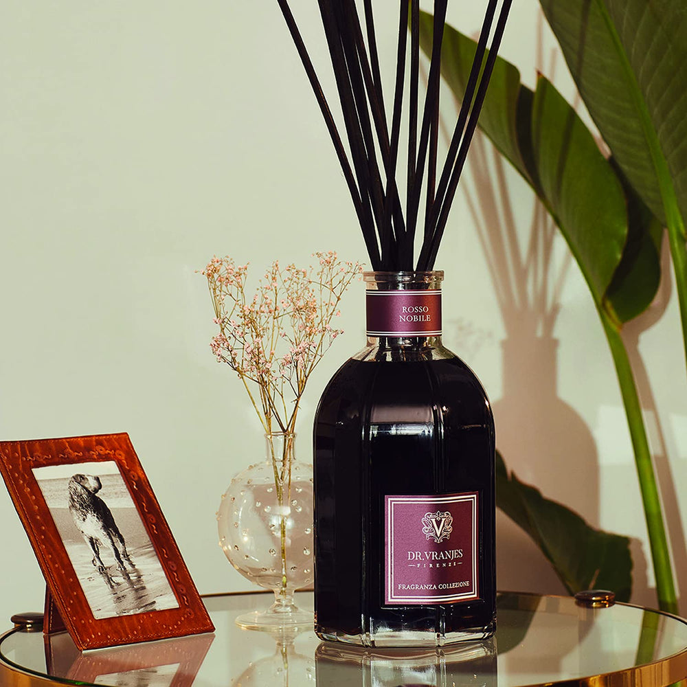Dr Vranjes Rosso Nobile diffuser in lounge creates cozy refined atmosphere
