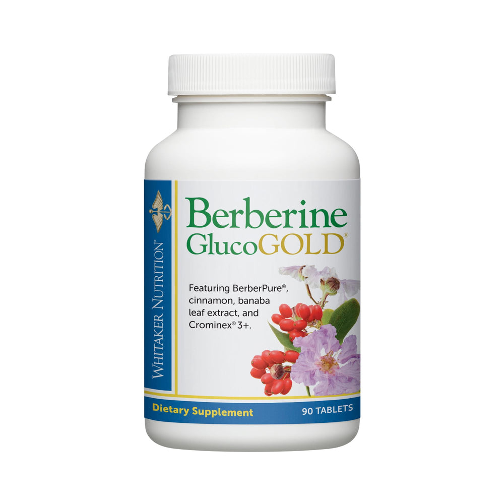 Dr. Whitaker's Berberine GlucoGold bottle front view for daily wellness support