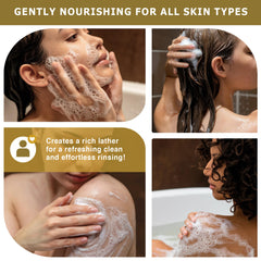 Dr. Woods Almond Castile Soap hands with foam ready for daily cleansing