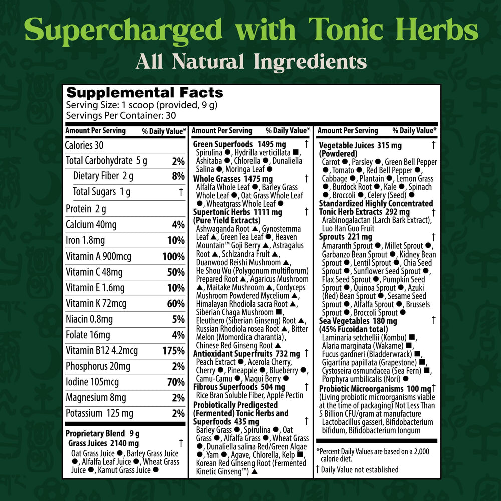 Dragon Herbs Tonic Alchemy scoop dispensing into liquid for easy mixing and smoothie prep
