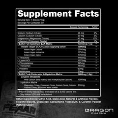 DRAGON PHARMA side label showing ingredients and supplement facts to verify formula transparency