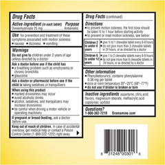 Dramamine Kids dosing guide image showing age-appropriate use.